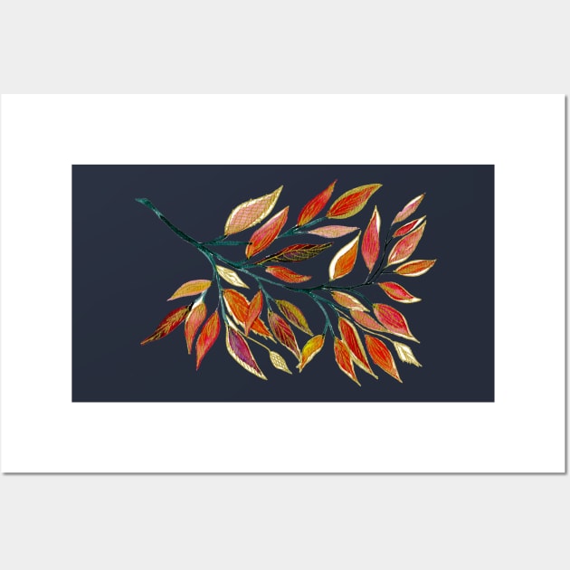 Golden fire leaves Wall Art by Kellykubellyboo